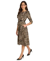 Calvin Klein Women's Leopard-Print Boat-Neck Midi Dress