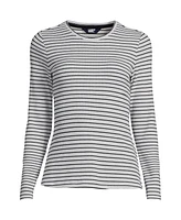 Lands' End Women's Lightweight Waffle Skimming Long Sleeve Crew Neck T-Shirt