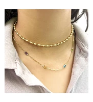 The Lovery Rainbow Gemstone Paperclip Necklace 14K Gold