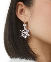 Ajoa By Nadri Silver-Tone Cubic Zirconia Snowflake Drop Earrings