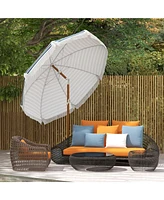 Streamdale Furniture 7' Patio Umbrella with Tilt, Vent, Ruffles, and Blue Stripe