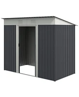 Streamdale Furniture 7' x 4' Metal Lean-to Garden Shed with Sliding Doors