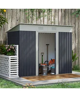 Streamdale Furniture 7' x 4' Metal Lean-to Garden Shed with Sliding Doors