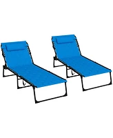 Foldable Sun Lounger with 5-Level Recliner