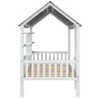 Streamdale Furniture Twin Kids House Bed with Roof, Rails, Shelves (Arriving 8/18)