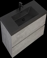 Modern 42" Floating Vanity with Black Quartz Basin