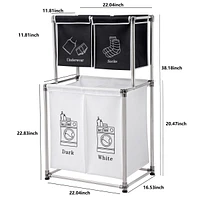 2-Tier Laundry Sorter with Removable Bags for Laundry Organization