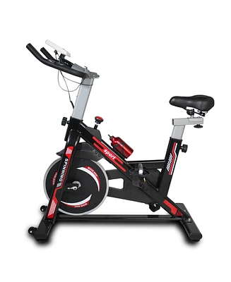 Streamdale Furniture Indoor Exercise Bike Cycling Bike with Comfortable Seat Cushion Black+Red