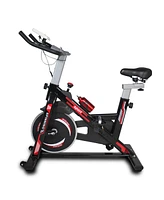 Streamdale Furniture Indoor Exercise Bike Cycling Bike with Comfortable Seat Cushion Black+Red