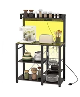 Streamdale Furniture Industrial Baker's Rack with Power & Led Lights for Kitchen Storage