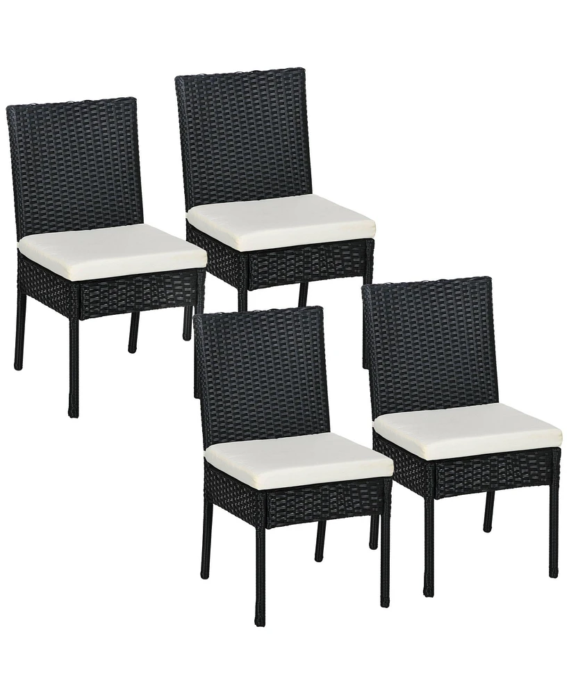 Streamdale Furniture 4-Pack Rattan Outdoor Dining Chairs with Cushions