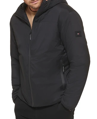 Tommy Hilfiger Men's Insulated Full-Zip Hooded Rain Jacket