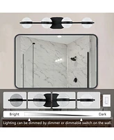 Minimalist Led Vanity Light with Frosted Glass Shades in Black