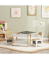 2-in-1 Kids Table and Chair Set with Reversible Tabletop