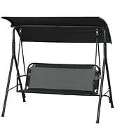 3-Seat Outdoor Swing Chair with Removable Cushion and Canopy