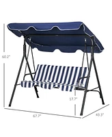 3-Seat Patio Swing Chair with Canopy and Cushion