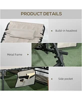 Folding Chaise Lounges: 5-Level Recline, Padded Seat, Side Pocket & Headrest