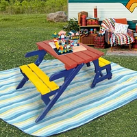 Kid'S Multi-functional Arm Chair,Table+ 2 Benches (All-in-one)