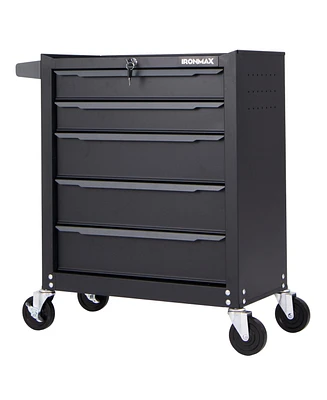 Sugift 5-Drawer Tool Storage Cabinet with Hanging Holes and Central Keyed Locking System