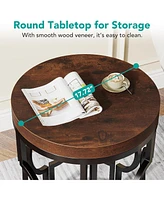 Tribesigns Round End Table Set of 2, Industrial Side Table with Metal Hollow Frame, Small Bedside Table Nightstand for Living Room, Bedroom, Easy Asse