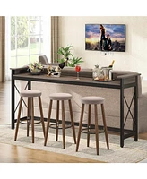 Tribesigns Sofa Table with Outlets and Usb Ports, 70.9 inch Extra Long Console Behind Couch Charging Station, Industrial Narrow Entryway Ha