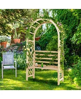 Sugift Wooden Garden Bench Arch Pergola Outdoor Arbor