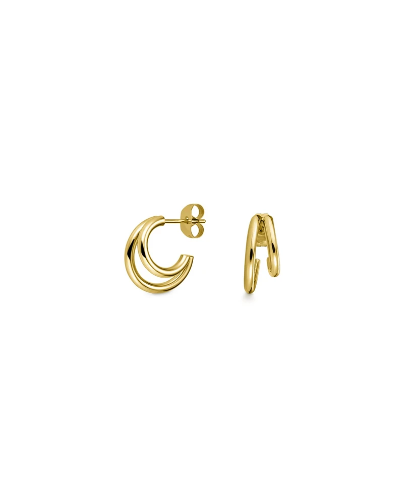 Rosefield Double Hoop Rhodium Plated Stainless Steel
