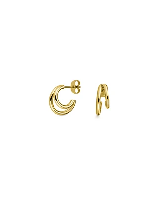 Rosefield Double Hoop Rhodium Plated Stainless Steel