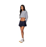 Edikted Women's Stripey Cropped Long Sleeve T Shirt