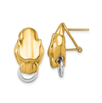 Diamond2Deal 18k Yellow Gold Two-Tone Polished Panther Head Omega Back Earrings