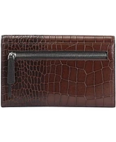 Mancini Women's Croco2 Rfid Secure Trifold Wallet