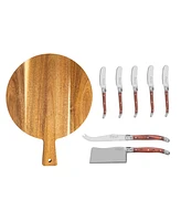 French Home Laguiole 8 Piece Cheese Knives and Spreaders with Pakkawood Handles and Serving Board