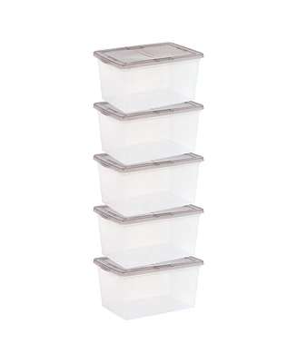 Iris Usa 58 Quart Snap Top Plastic Storage Box, 5 Pack