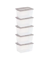 Iris Usa 58 Quart Snap Top Plastic Storage Box, 5 Pack