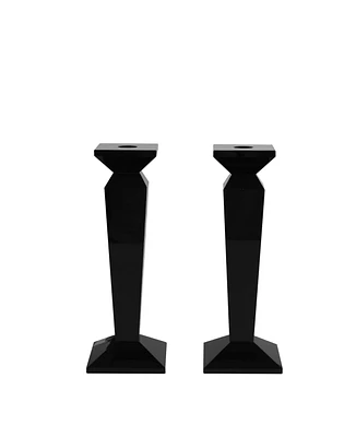 Lainy Home Pair of 1" Sleek Solid Crystal Candlesticks, Set of 2