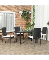 Outsunny 4 Outdoor Dining Chairs w/ Cushions, Patio Chairs, White