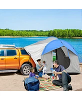 Outsunny Car Camping Tent with 3 Doors, 2000mm Waterproof, Gray and Blue