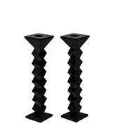 Lainy Home 8" Zig Zag Crystal Candlesticks, Set of 2