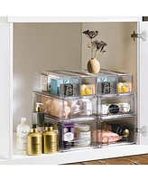 Sorbus 3 Piece (2 Small & 1 Medium) Clear Stackable Pull-Out Drawers - Organization and Storage Containers for Kitchen, Pantry, Bathroom and More
