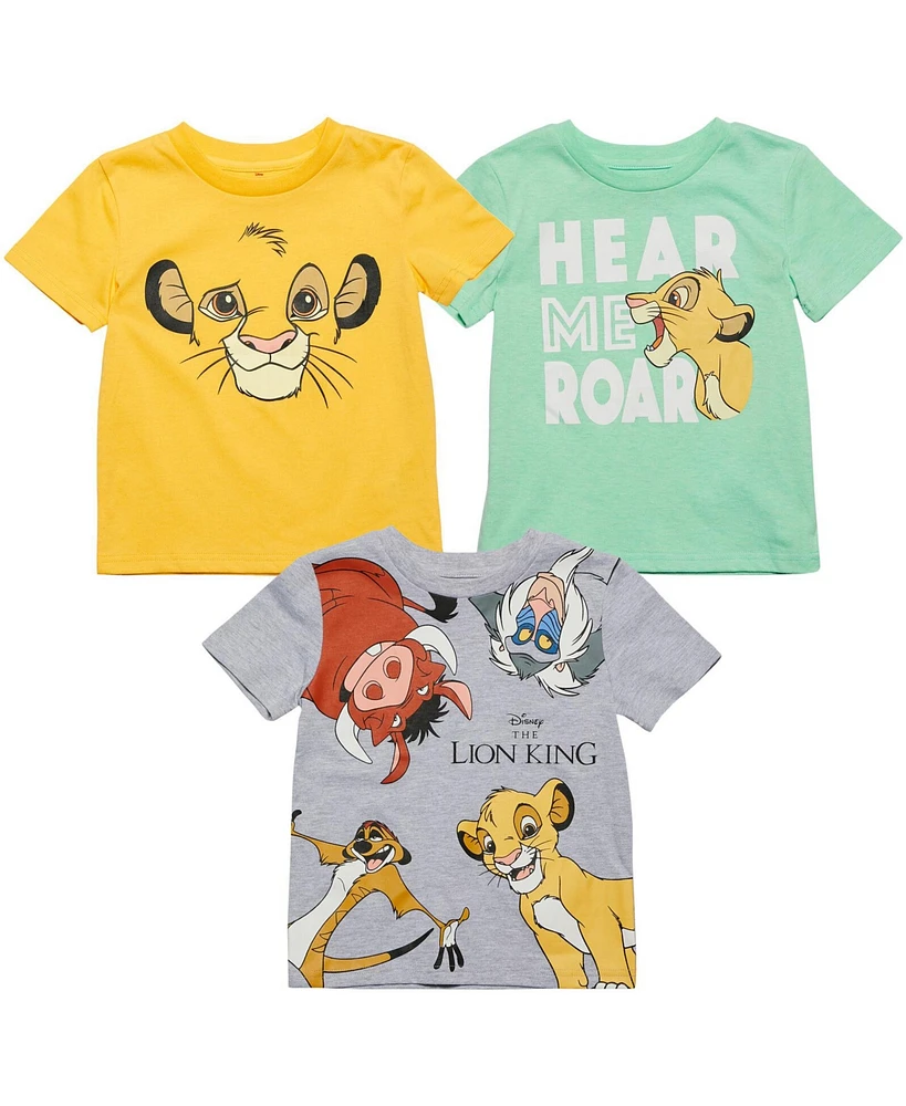 Disney Boys Lion Guard King Simba Timon Pumbaa Rafiki 3 Pack T-Shirts to