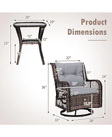 Sugift 3 Pieces Outdoor Swivel Rocker Set with Small Side Table