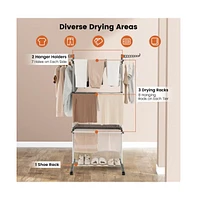 Sugift 4-tier Clothes Drying Rack with Rotatable Side Wings and Collapsible Shelves-Gray