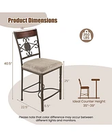 Sugift Set of 2 25 inches Bar Stools with Rust-proof Metal Frame and Soft Sponge Seat-Brown