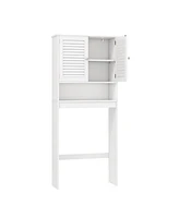 Sugift Over The Toilet Storage Cabinet with Double Doors and Adjustable Shelf