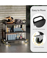 Sugift 3 Tier Rolling Cart Utility Cart with Lockable Wheels Rolling Metal Storage