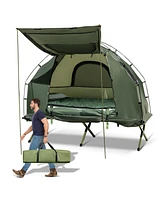 Vebreda 1-Person Folding Camping Tent with Sunshade and Air Mattress