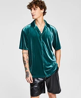 Tinsel Men's Velvet Short Sleeve Button-Front Camp Shirt
