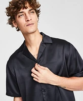 Tinsel Men's Satin Short Sleeve Button-Front Camp Shirt