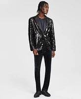 Tinsel Men's Peak Lapel Sequin Sport Coat