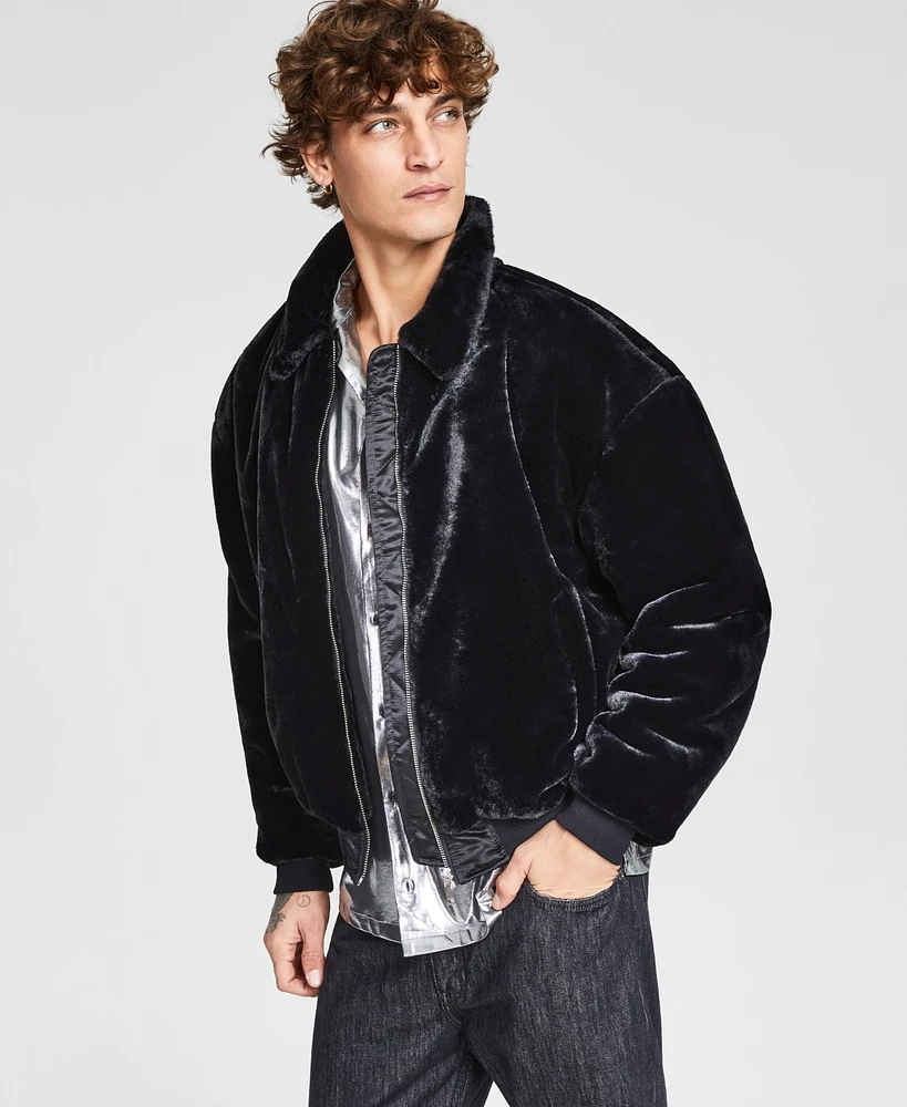 Tinsel Men's Textured Velvet Zip Front Jacket